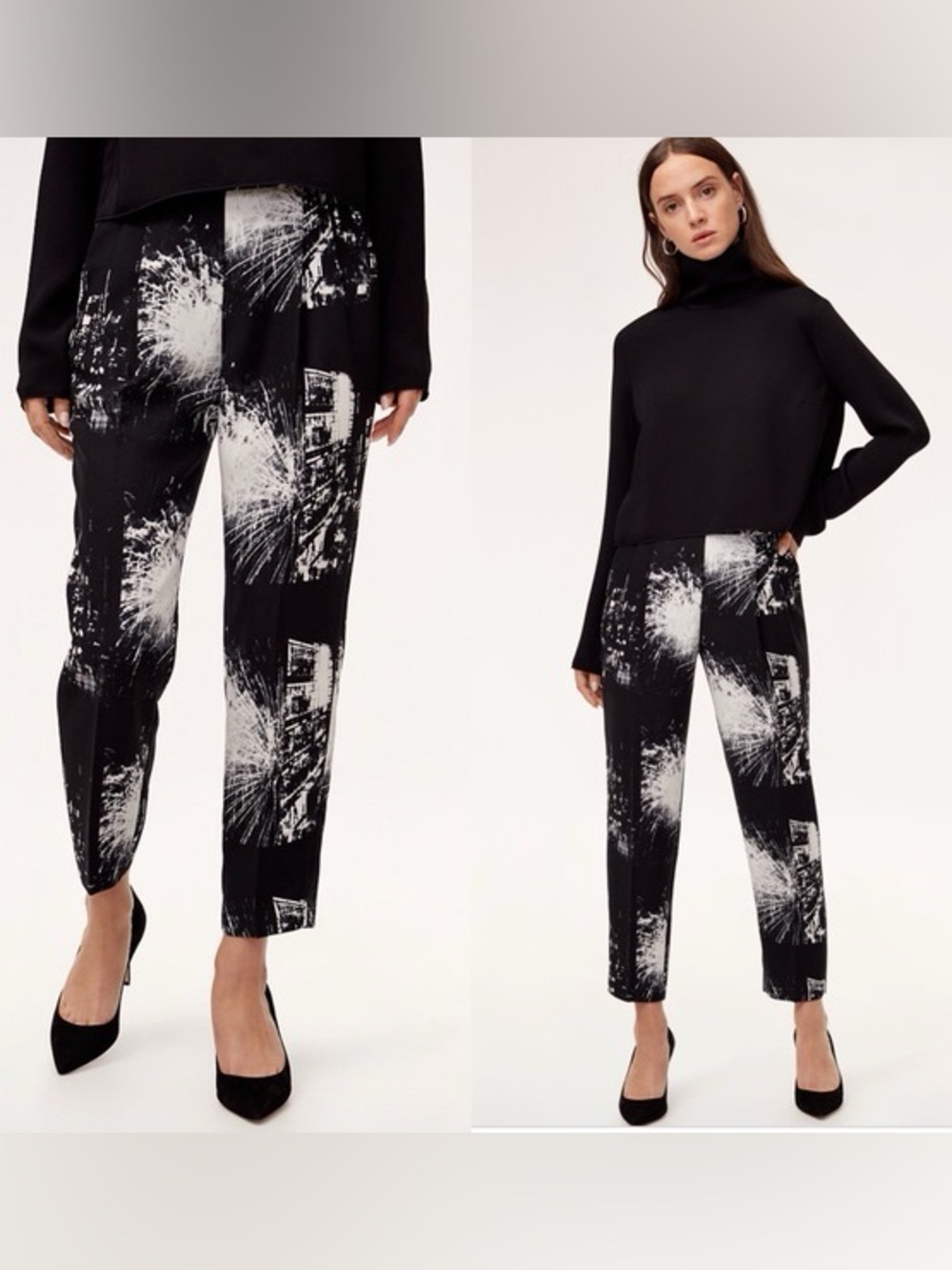 Babaton Black and White Cropped Pants